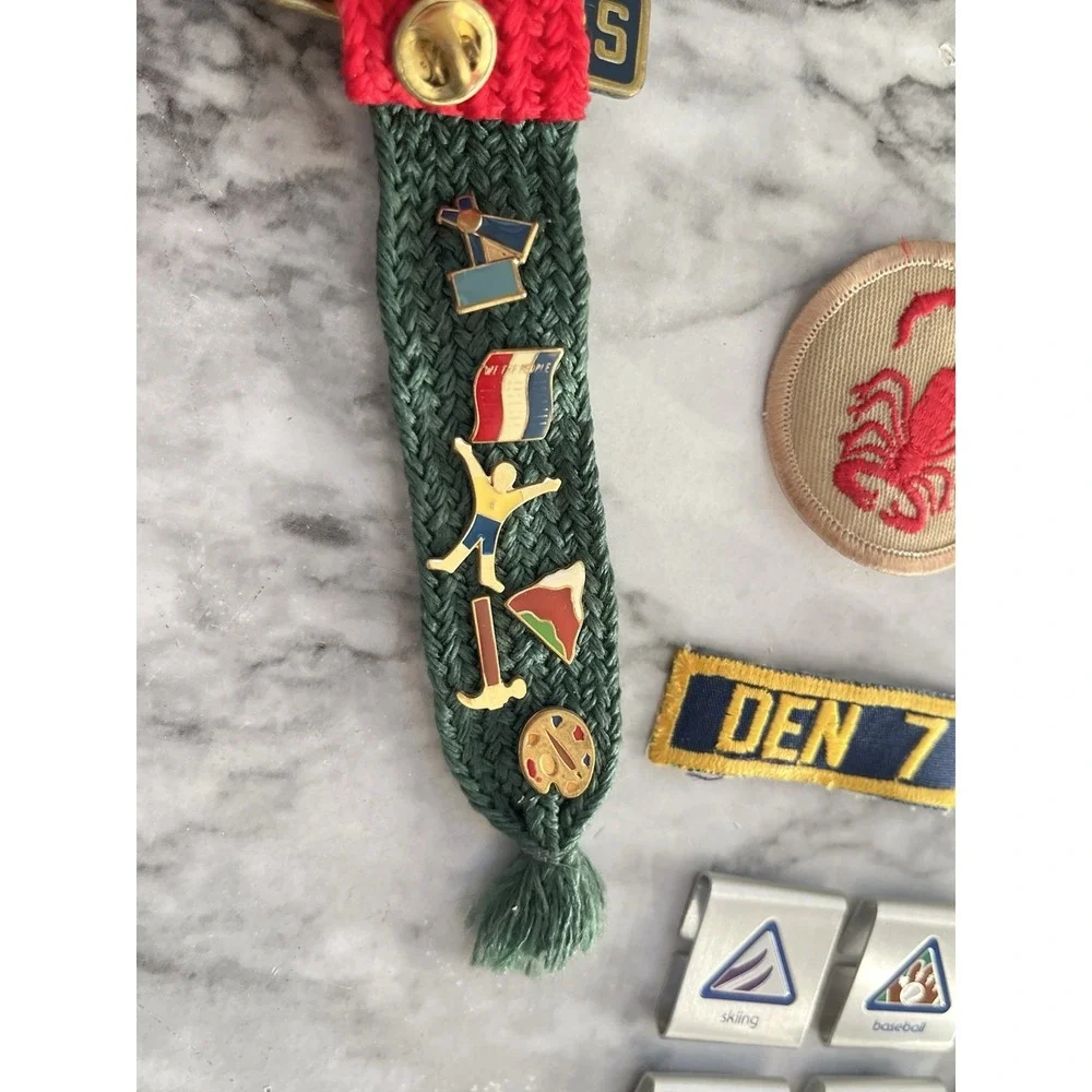 Vintage Cub Scout‎ Webelos With 19 Pins Assorted Lot Patches Belt Slides Pins